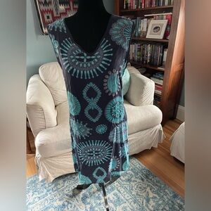 Double D Ranchwear Turquoise Jewels V Neck Sleeveless Dress. Sz L Like New!